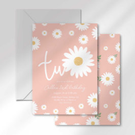 Retro Daisy Two Groovy Tweede Verjaardag Kaart
