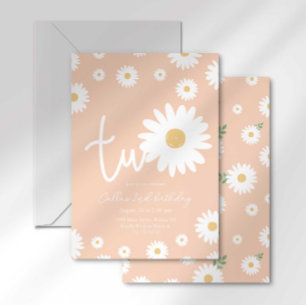 Retro Daisy Two Groovy Tweede Verjaardag Kaart