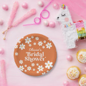 Retro Daisy uitgebrand oranje bruidsdouche Papieren Bordje (Feest)