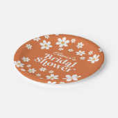 Retro Daisy verbrand oranje bruidsdouche Papieren Bordje (Gekanteld)