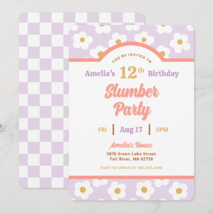 Retro Daisy Verjaardag Slumber Party Kaart