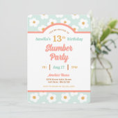 Retro Daisy Verjaardag Slumber Party Kaart (Staand voorkant)