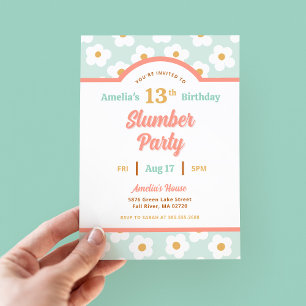 Retro Daisy Verjaardag Slumber Party Kaart