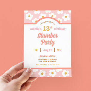 Retro Daisy Verjaardag Slumber Party Kaart