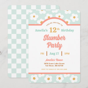 Retro Daisy Verjaardag Slumber Party Kaart