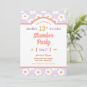 Retro Daisy Verjaardag Slumber Party Kaart (Staand voorkant)