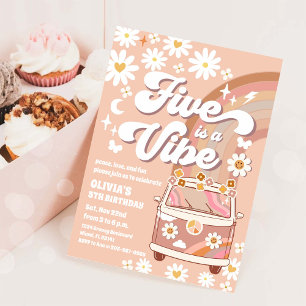 Retro Daisy Verjaardagsuitnodiging Kaart