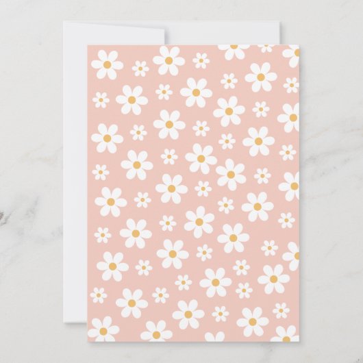 Retro Daisy Vijf Bloemen 5e Verjaardag Uitnodiging (Achterkant)