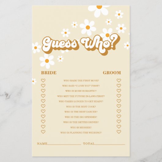 Retro Daisy vrijgezellenfeest Game Flyer (Voorkant)