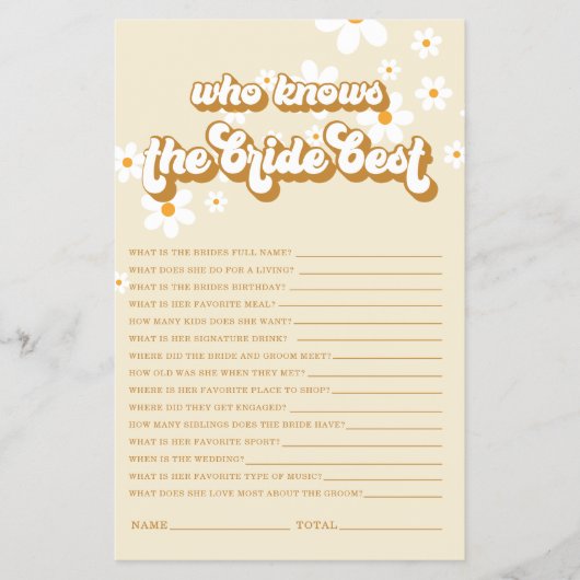 Retro Daisy vrijgezellenfeest Game Flyer (Voorkant)