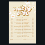 Retro Daisy vrijgezellenfeest Game Flyer<br><div class="desc">Wie kent de Bride beste Bridal, "Zou ze het liever doen", een douchegame. Retro daisy-ontwerp.</div>