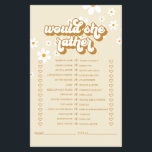 Retro Daisy vrijgezellenfeest Game Flyer<br><div class="desc">Wie kent de Bride beste Bridal,  "Zou ze het liever doen",  een douchegame. Retro daisy-ontwerp.</div>