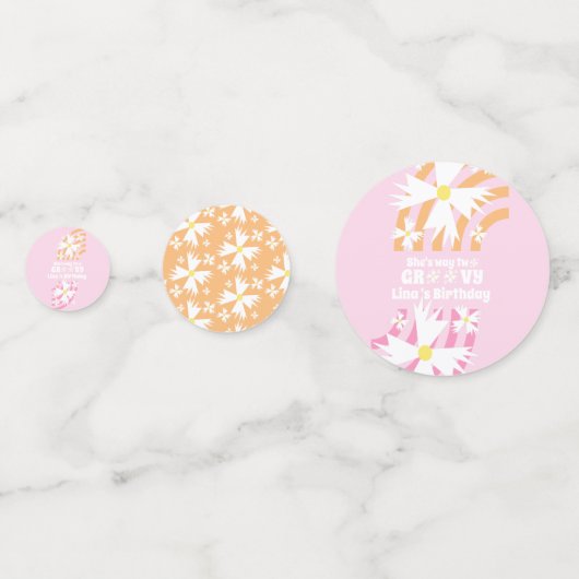 Retro Daisy Way Two Groovy Rainbow Party Confetti (Achterkanten)