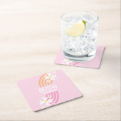 Retro Daisy Way Two Groovy Rainbow Party Kartonnen Onderzetters (Insitu)