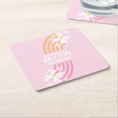 Retro Daisy Way Two Groovy Rainbow Party Kartonnen Onderzetters (Schuin)