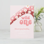 Retro daisy Wild Eén boho florale eerste verjaarda Kaart (Staand voorkant)