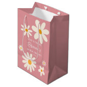 Retro daisy woestijn roze vrijgezellenfeest gunst  medium cadeauzakje (Voorkant Gekanteld)