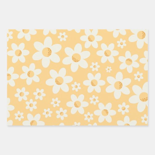 Retro Daisy wrapping papier vellen | Groovy Floral (Voorkant 2)