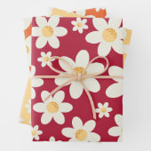 Retro Daisy wrapping papier vellen | Groovy Floral (In situ)