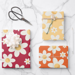 Retro Daisy wrapping papier vellen   Groovy Floral