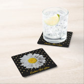 Retro Daisy Yellow Bright Gold Black Polka Dots Kartonnen Onderzetters (Insitu)