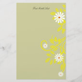 Retro Daisy Yellow Filigree Border Personalized Briefpapier (Voorkant)