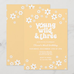 Retro Daisy Young Wild Drie geel op de derde verja Kaart