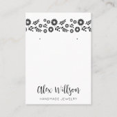 Retro Daisy Zwart-Wit Eenvoudige Bloemen Sieraden Visitekaartje (Voorkant)