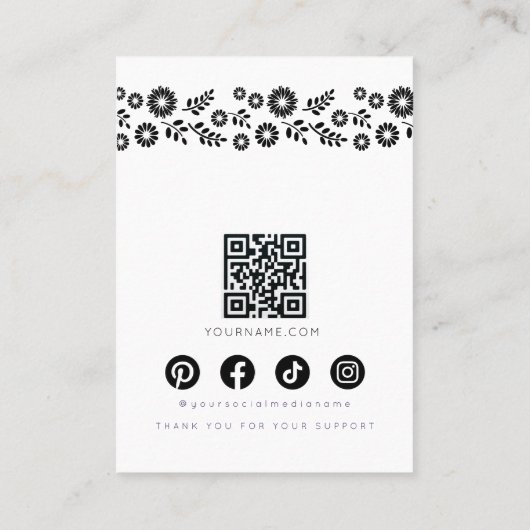 Retro Daisy Zwart-Wit Eenvoudige Bloemen Sieraden Visitekaartje (Achterkant)
