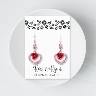 Retro Daisy Zwart-Wit Eenvoudige Bloemen Sieraden Visitekaartje
