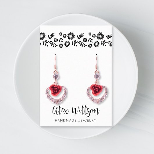 Retro Daisy Zwart-Wit Eenvoudige Bloemen Sieraden Visitekaartje