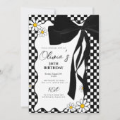 Retro daisy zwarte boog 30e verjaardag kaart (Voorkant)