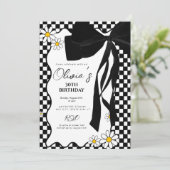 Retro daisy zwarte boog 30e verjaardag kaart (Staand voorkant)