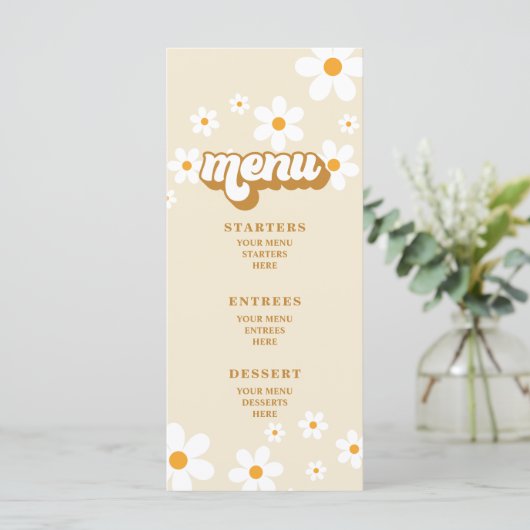 Retro Daisybruidssluitermenu Menu (Staand voorkant)