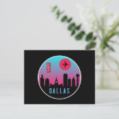 Retro Dallas City Texas Skyline Cityscape Souvenir Briefkaart (Staand voorkant)