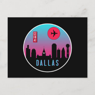 Retro Dallas City Texas Skyline Cityscape Souvenir Briefkaart