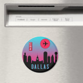 Retro Dallas City Texas Skyline Cityscape Souvenir Magneet (Insitu (Vaatwasser))