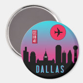 Retro Dallas City Texas Skyline Cityscape Souvenir Magneet (Voorkant / Achterkant)