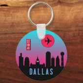 Retro Dallas City Texas Skyline Cityscape Souvenir Sleutelhanger (Voorkant)
