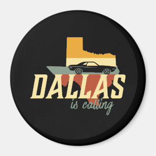 Retro Dallas Texas City Map Magneet