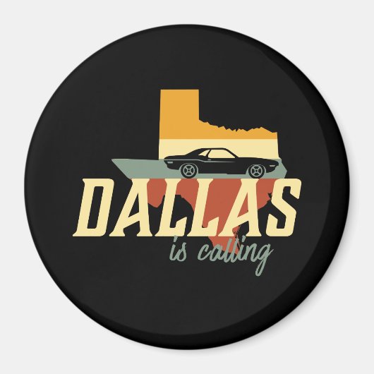  Retro Dallas Texas City Map Magneet (Voorkant)