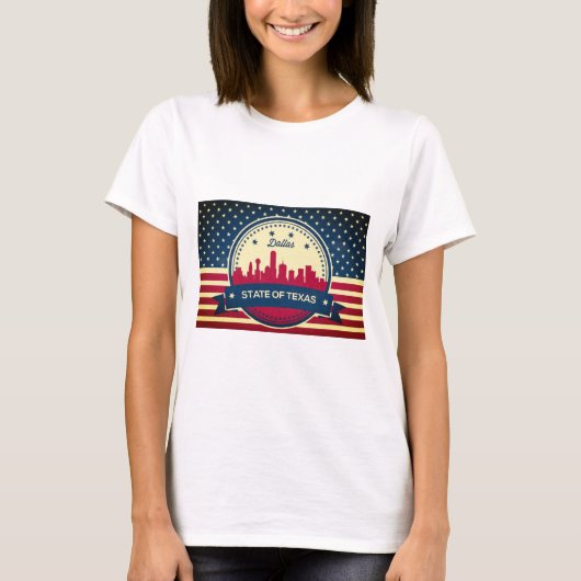 Retro Dallas Texas Skyline T-shirt (Voorkant)