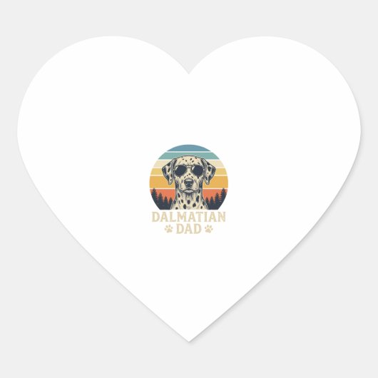 Retro Dalmatische Vader Hond Liefhebber Design_1 Hart Sticker (Voorkant)
