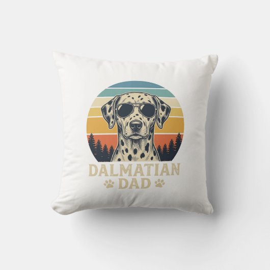 Retro Dalmatische Vader Hond Liefhebber Design_1 Kussen (Voorkant)