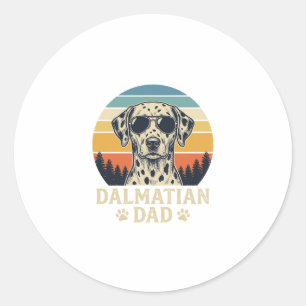 Retro Dalmatische Vader Hond Liefhebber Design_1 Ronde Sticker