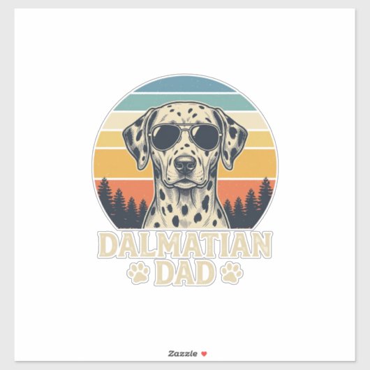 Retro Dalmatische Vader Hond Liefhebber Ontwerp_1 Sticker (Vel)
