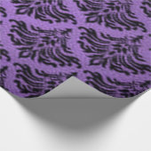 Retro  Damask Brocade Paars Black Cadeaupapier (Hoek)