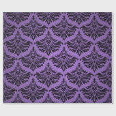Retro  Damask Brocade Paars Black Cadeaupapier (Vlak)