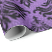 Retro  Damask Brocade Paars Black Cadeaupapier (Rol Hoek)