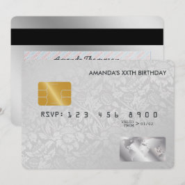 Retro  Damask Credit Kaart Verjaardagsfeestje